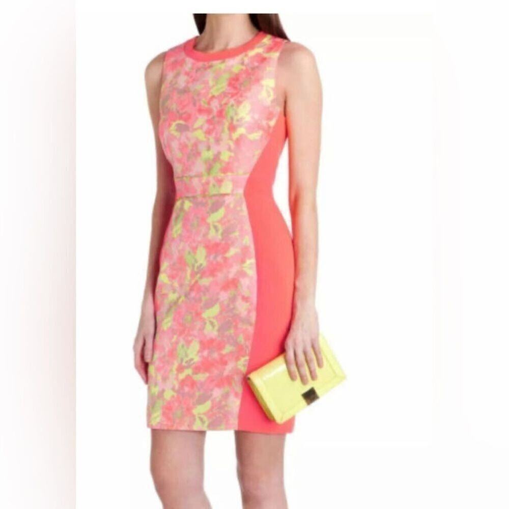 TED BAKER LONDON ABENONY‎ NEON SHEATH DRESS SIZE 4